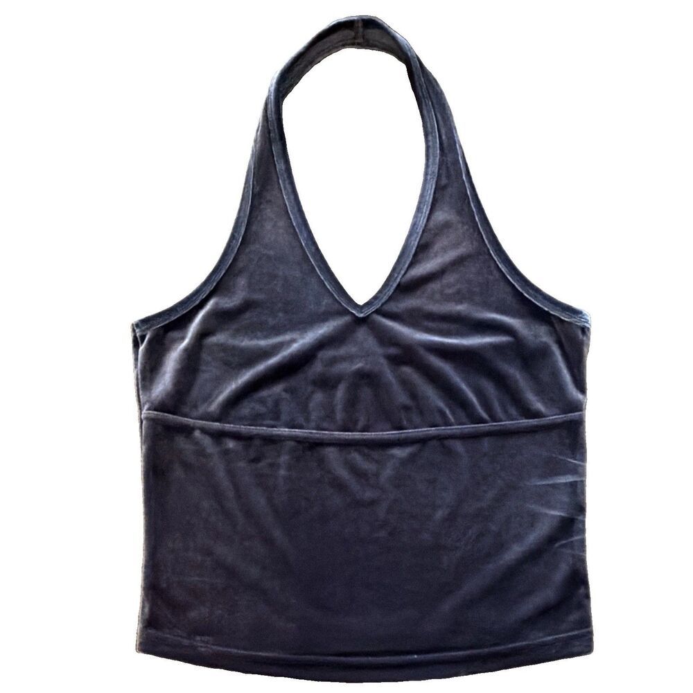 Vintage Express Velvet Halter Top women medium y2k clueless goth